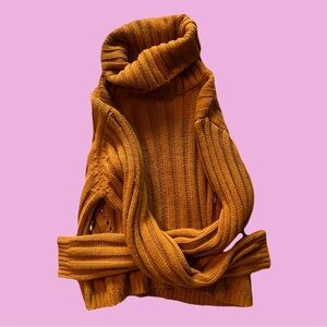 cute winter orange turtleneck sweater